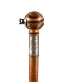 ENGLISH NOISEMAKER WALKING CANE, C. 1910