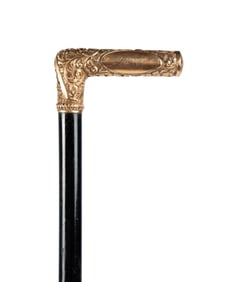AMERICAN ENGRAVED HANDLE DRESS CANE, C. 1910