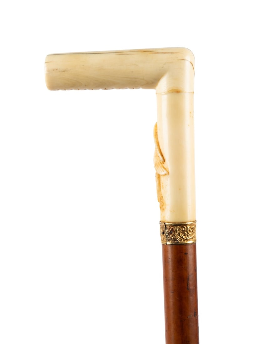 19TH C. AMERICAN EAGLE HANDLED PRESENTATION CANE - 2