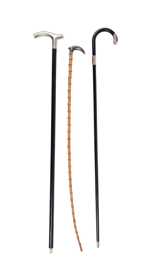 THREE SILVER HANDLED WALKING CANES (1 of 9)