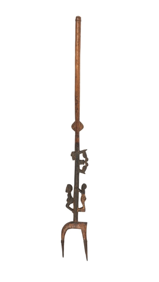 AFRICAN TRIBAL CHIEF'S FORK CANE, C. 1800 (1 of 7)
