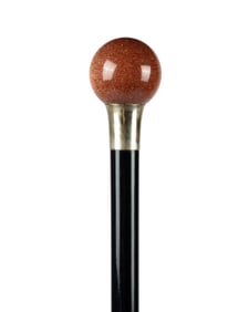19TH C. AVENTURINE BALL HANDLE DRESS CANE