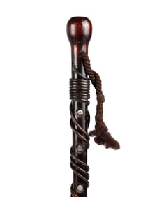 CARVED OAK & MOTHER OF PEARL GRAPE VINE CANE