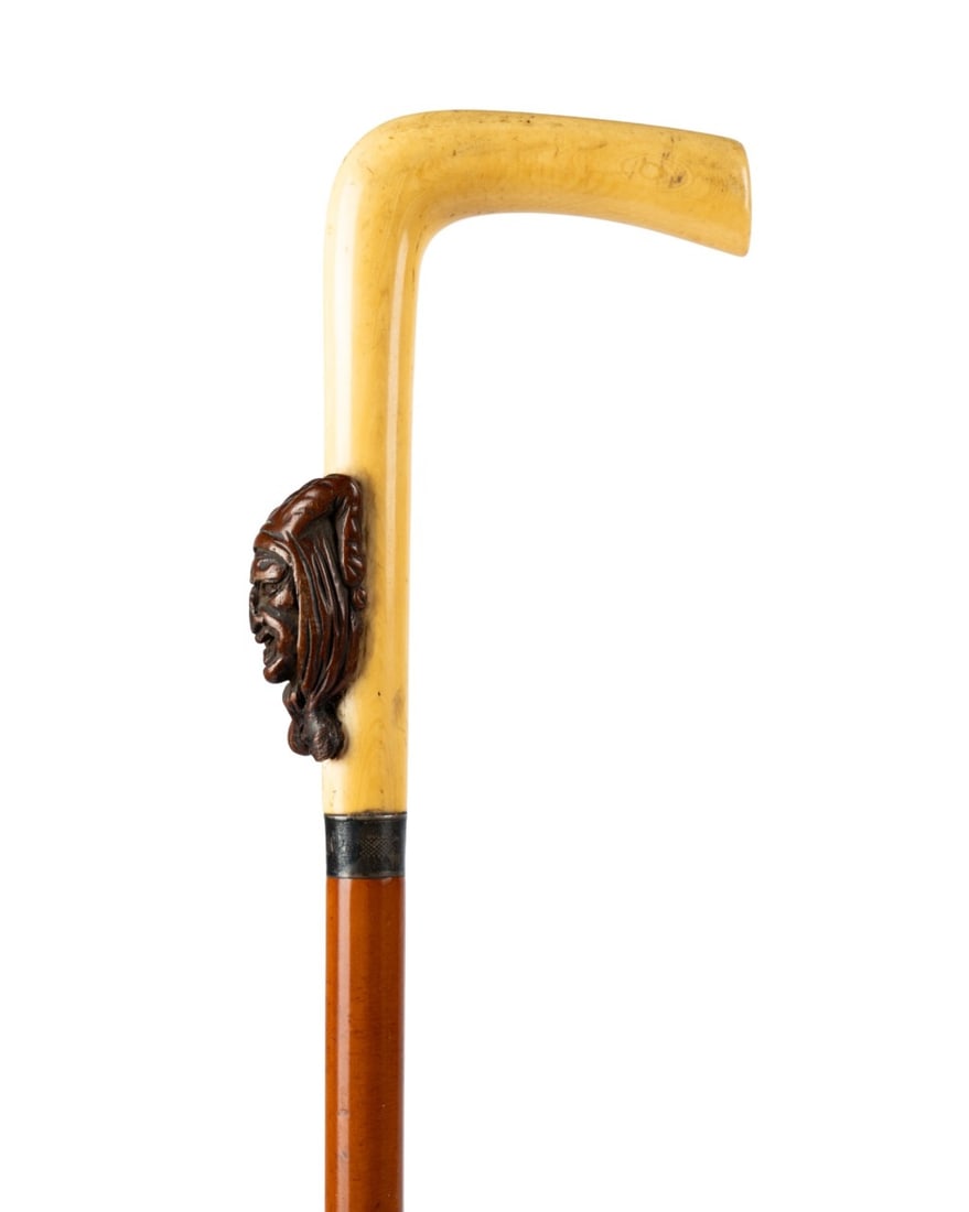 19TH C. GERMAN TILL EULENSPIEGEL WALKING CANE (1 of 6)
