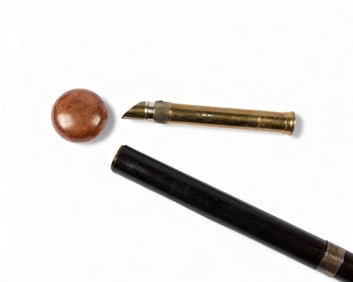 19TH C. GEOLOGIST'S MAGNIFYING GLASS GADGET CANE