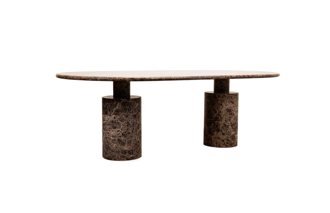 ITALIAN, LARGE MODERN OVAL MARBLE DINING TABLE (1 of 6)