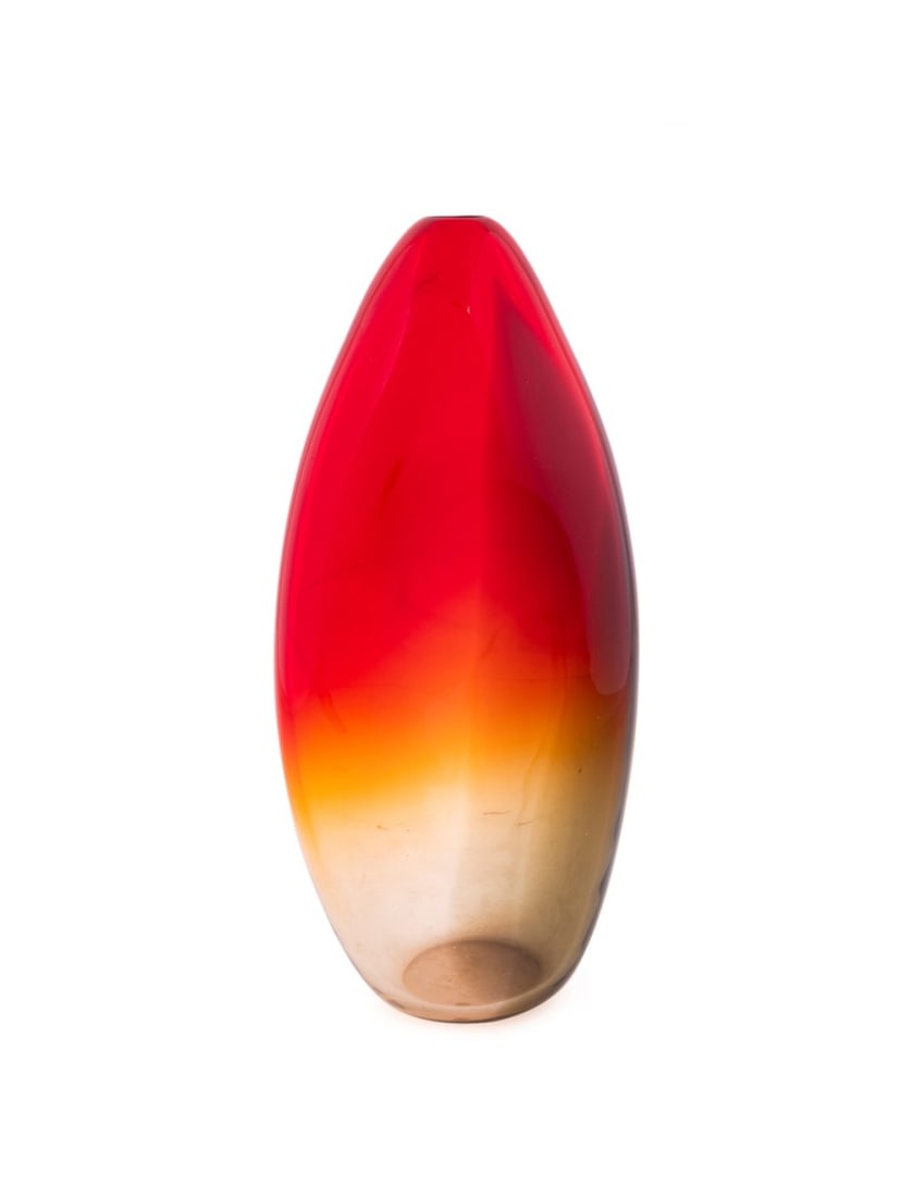 BARBINI MURANO RED TO CLEAR BLOWN GLASS VASE (1 of 8)
