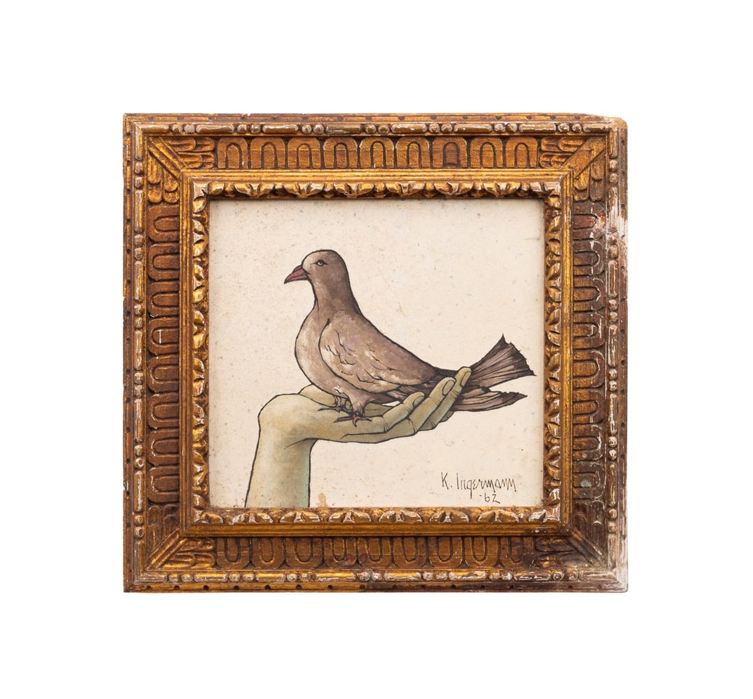 KEITH INGERMANN, PIGEON IN HAND, OIL ON MASONITE (1 of 6)