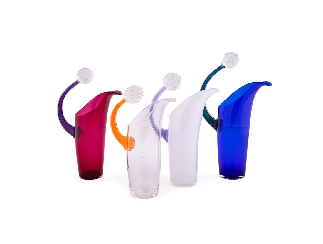 JANUSZ POZNIAK, FOUR 'MACE' ART GLASS PITCHERS (1 of 10)