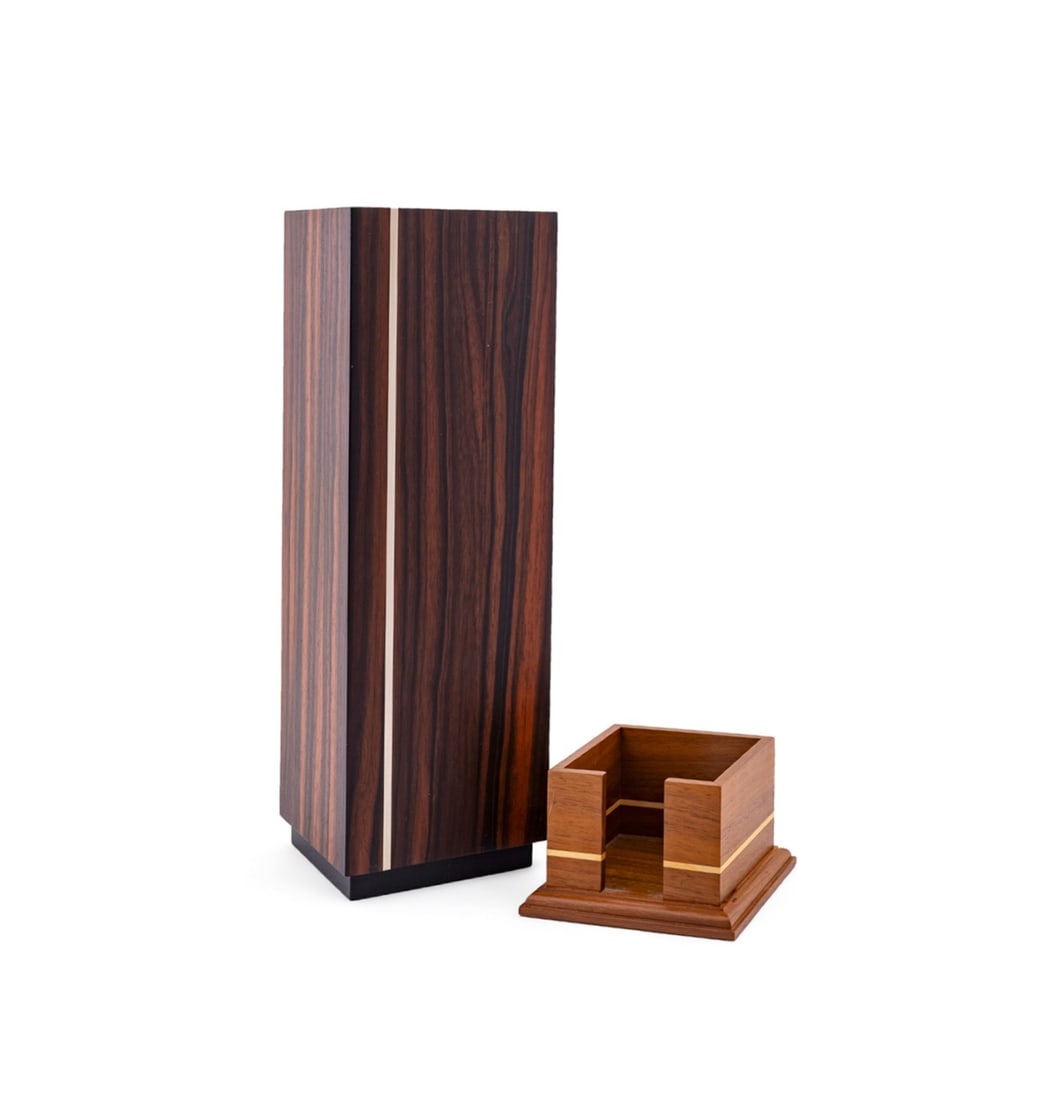 LINLEY, MACASSAR VASE & WALNUT NOTE HOLDER (1 of 9)
