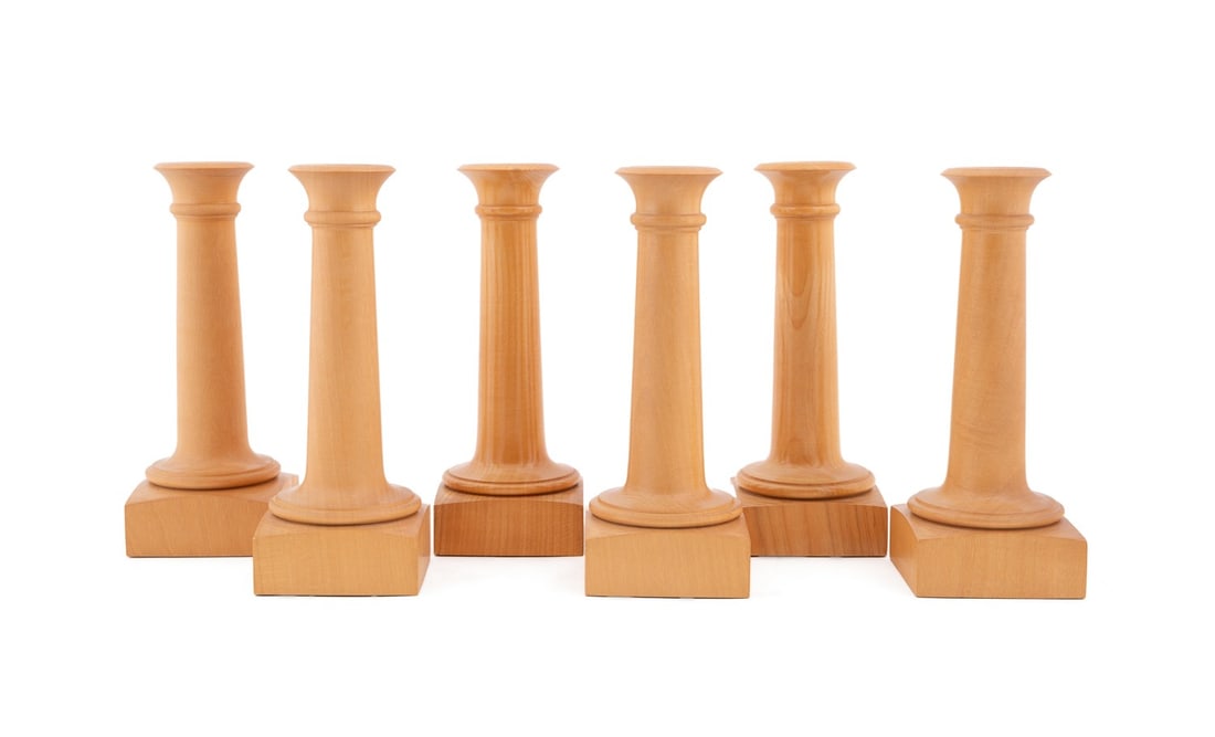 LINLEY, SET OF SIX COLUMN-FORM MAPLE CANDLESTICKS (1 of 7)