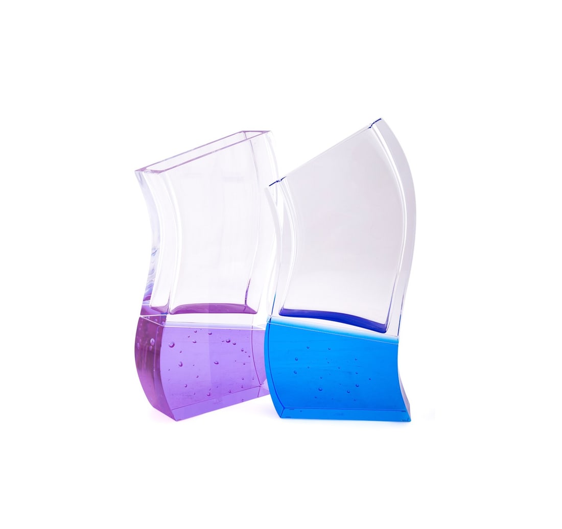 STUDIO I.R.D.S FOR MOSER, TWO 'WAVES' VASES (1 of 9)