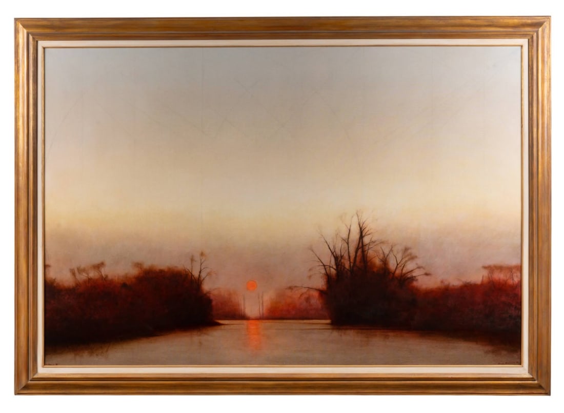 BRUCE BRAINARD, SUNSET MARSH LANDSCAPE, LARGE OIL (1 of 8)