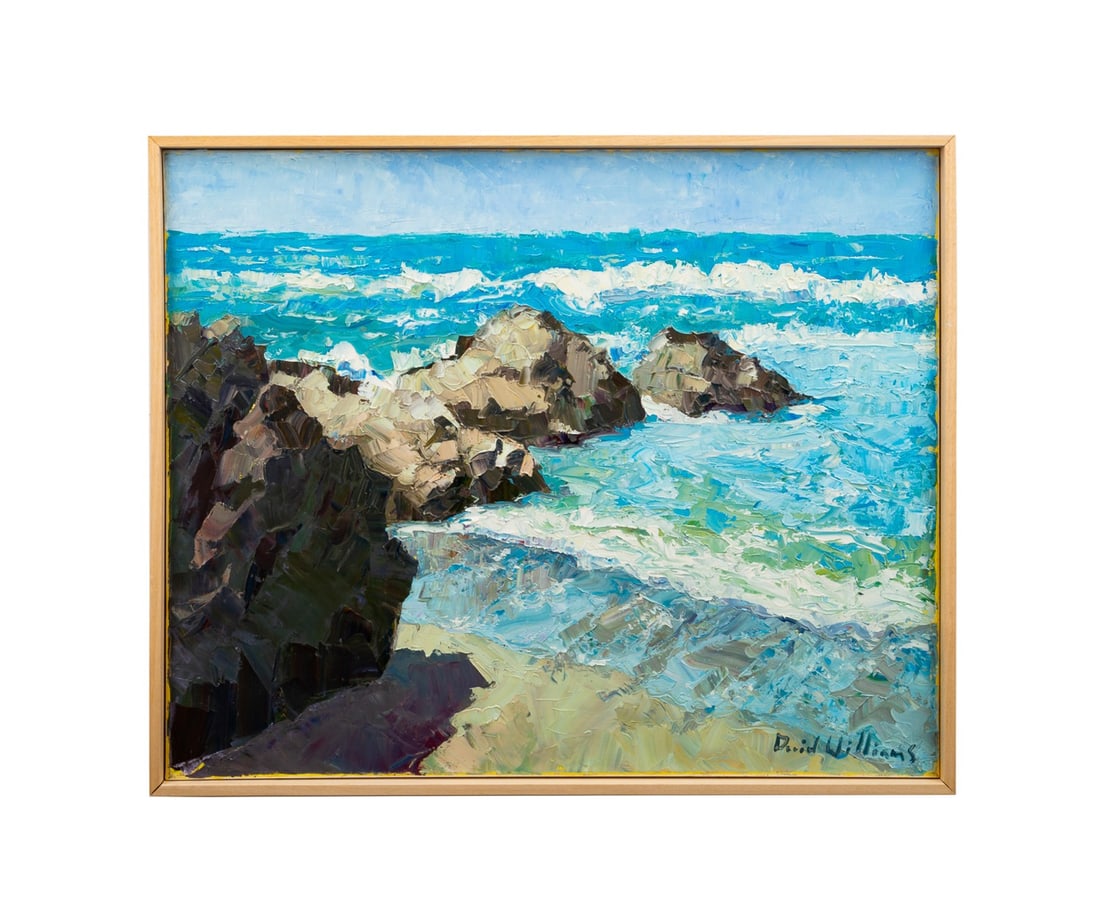 DAVID A. WILLIAMS, 'SUN AND SURF' LANDSCAPE O/C (1 of 6)