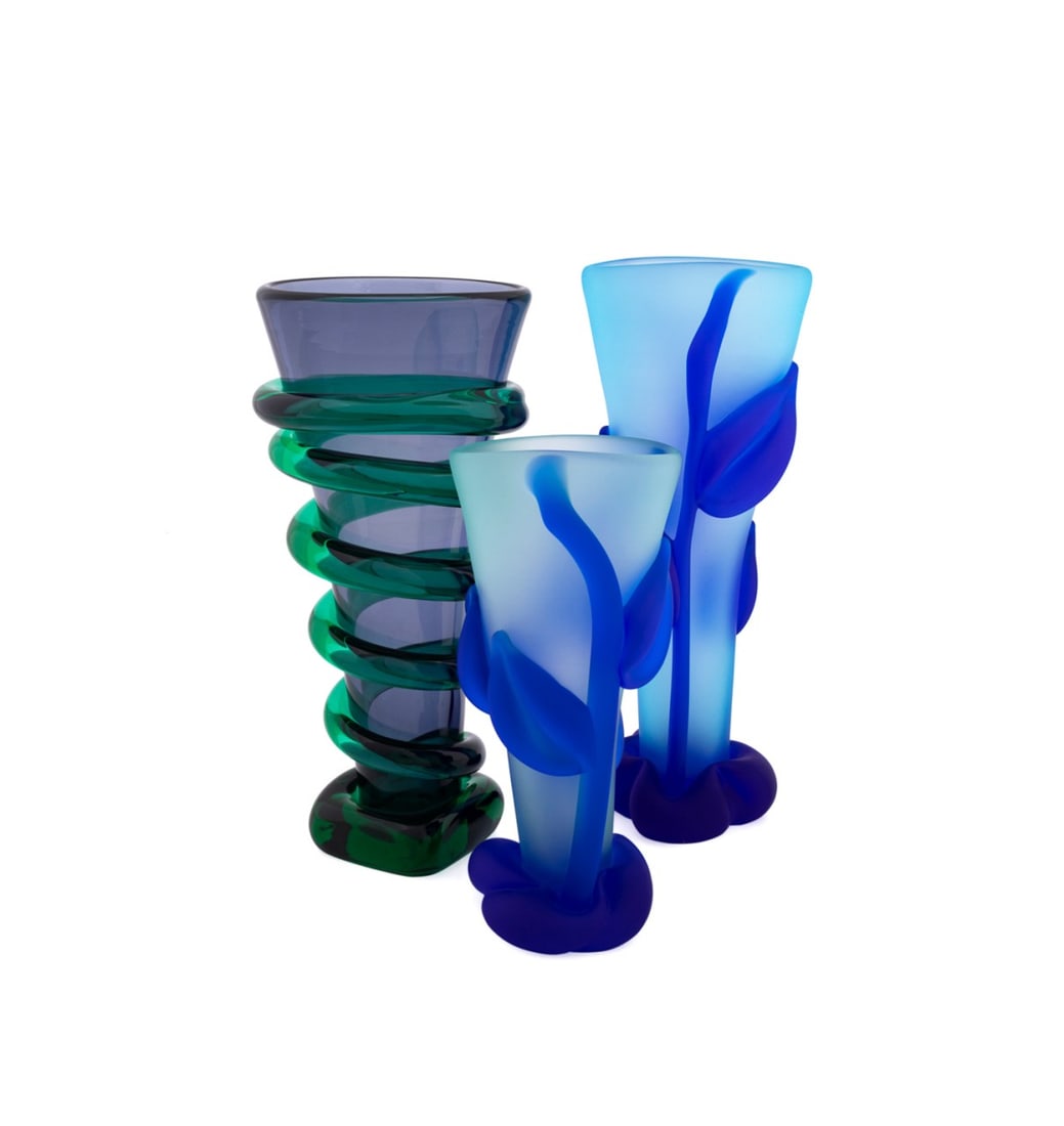TOMMIE RUSH, THREE STUDIO GLASS VASES (1 of 9)