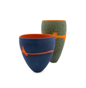 PAUL CUNNINGHAM, TWO STUDIO ART GLASS VASES, 2007
