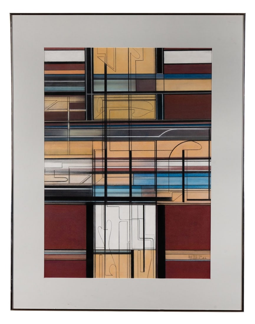 PAUL NABATOFF, CUBIST COMPOSITION, PASTEL ON PAPER (1 of 8)