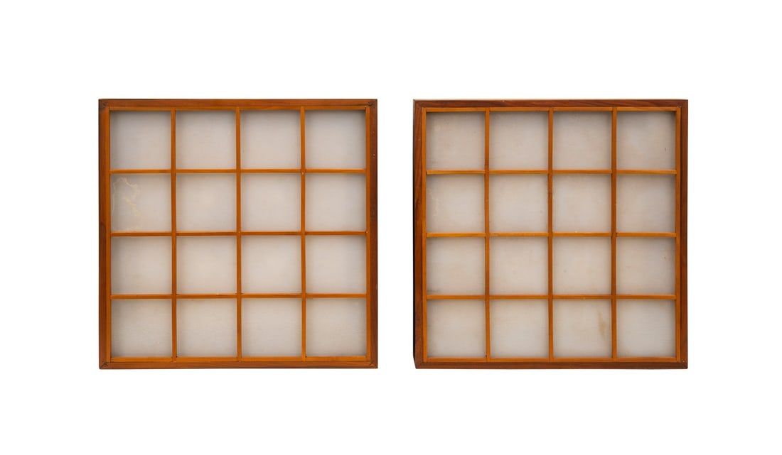 PR, LIGHTOLIER 'GLOW CELL' WALNUT CEILING FIXTURES (1 of 4)