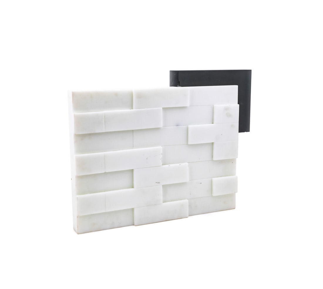 CHICK BUTCHER, MODERN STUDIO GLASS SCULPTURE: Charles (Chick) Butcher (Australian, born 1976). Untitled - Two-Part Modern Studio Glass Sculpture - grey and white cast glass, signed "Chick" to corner of white element. Approximate dimensions: h. 16