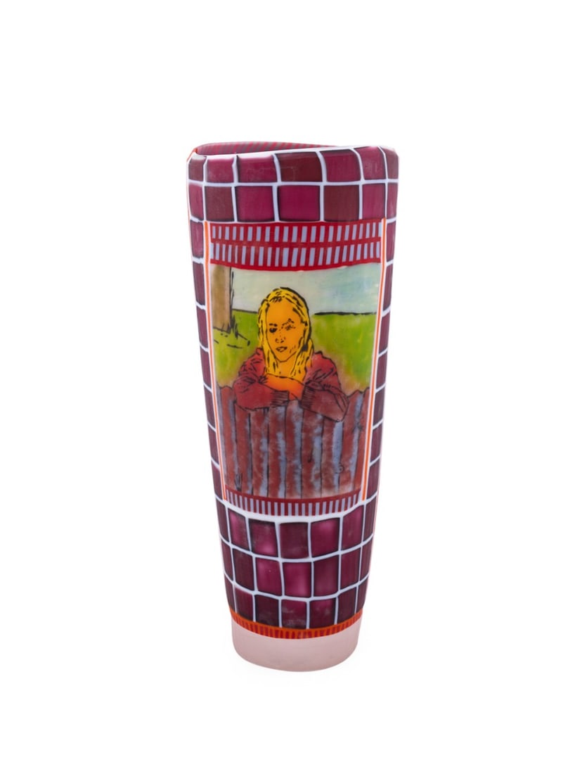 SCOTT CHASELING, BLONDE WOMAN MOTIF ART GLASS VASE (1 of 11)