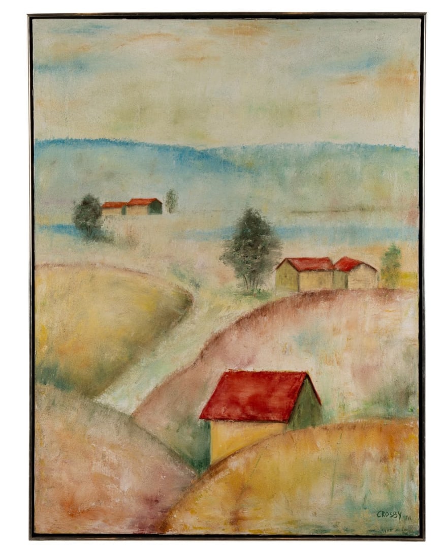 LEONARD KOSCIANSKI, 'CASTER II', 1980, PASTEL: Leonard Koscianski (American, born 1952). "Caster II" - 1980, pastel on paper, magnified view of a caster in blue and green with yellow floor and shadows, initialed and dated to LR. Framed. Provenance