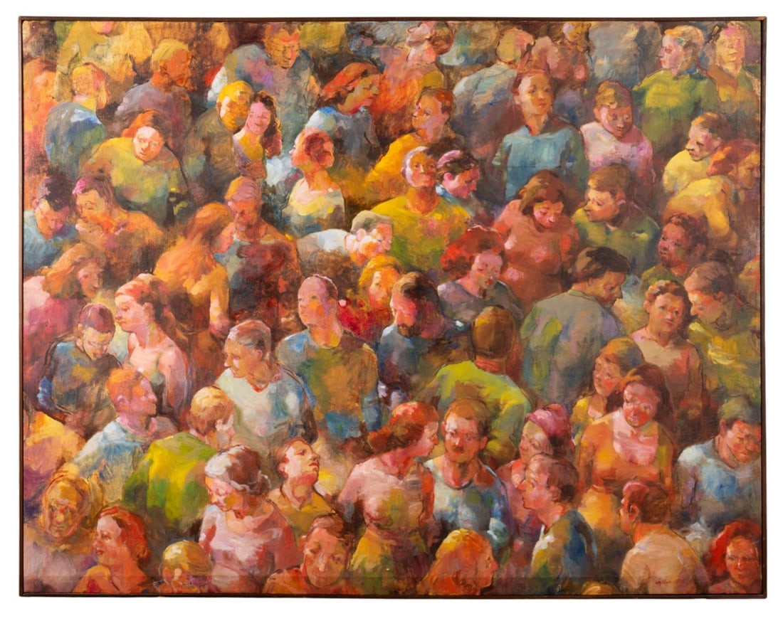 JIM ALPIN, 'SIXTY-SEVEN PEOPLE' 1975, OIL PAINTING (1 of 8)