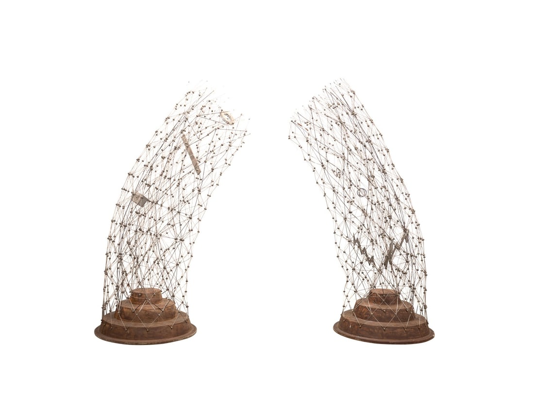 BROWER HATCHER, TWO LARGE CURVED WIRE SCULPTURES (1 of 6)