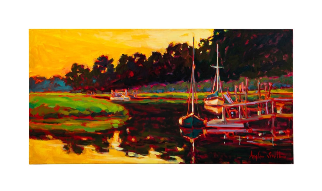 BETTY ANGLIN SMITH, 'HOBCAW CREEK', 2007, O/C: Betty Anglin Smith (American (South Carolina), born 1946). "Hobcaw Creek" - 2007, oil on canvas, signed "Anglin Smith" to LR, titled, dated, and signed to verso. Unframed. Approximate dimensions: canv