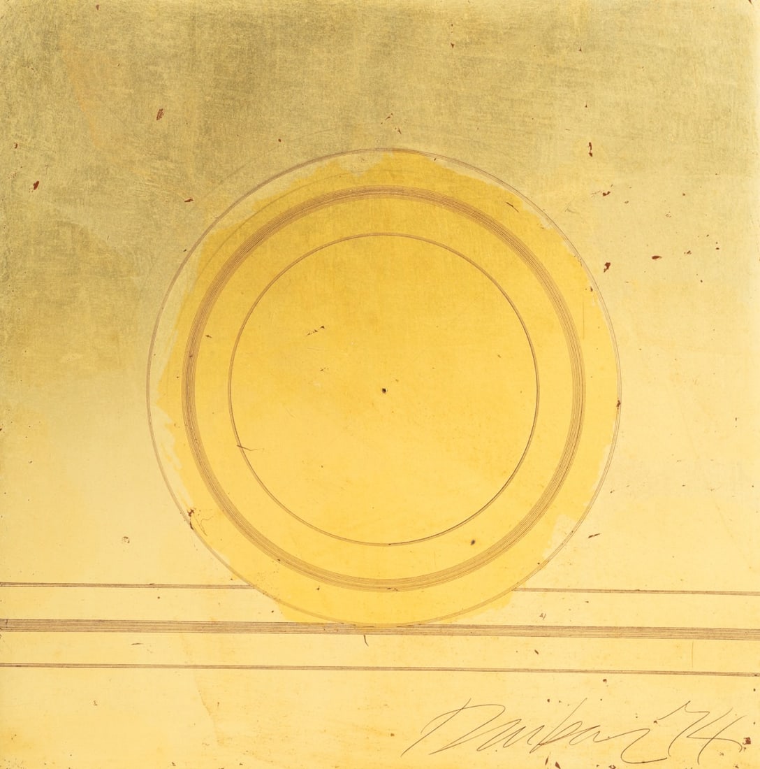 GEORGE DUNBAR, 'NO. 7' GOLD LEAF ON RED CLAY, 1974 - 6