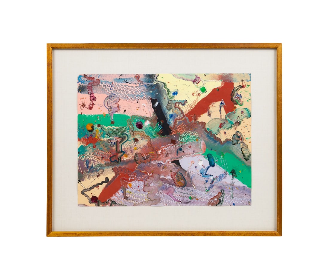 HERBERT CREECY ABSTRACT ACRYLIC ON PAPER PAINTING (1 of 4)