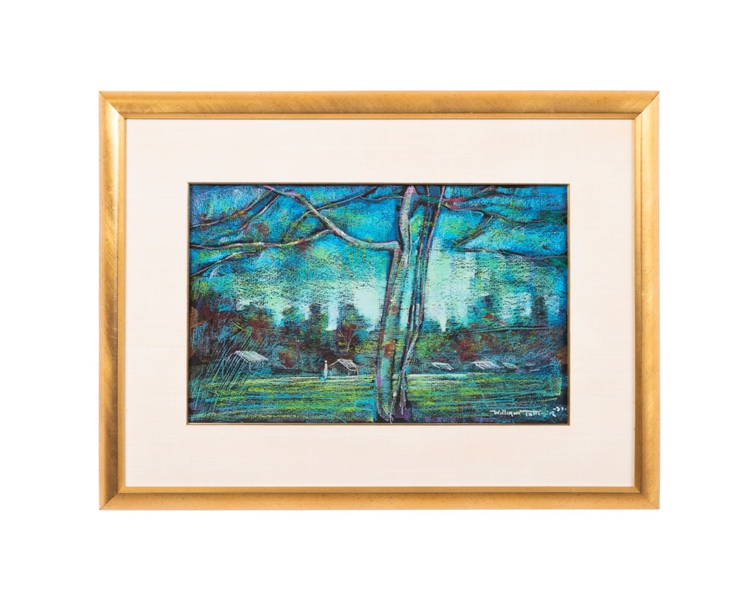 WILLIAM TOLLIVER, COTTAGE LANDSCAPE PASTEL, 1987 (1 of 5)