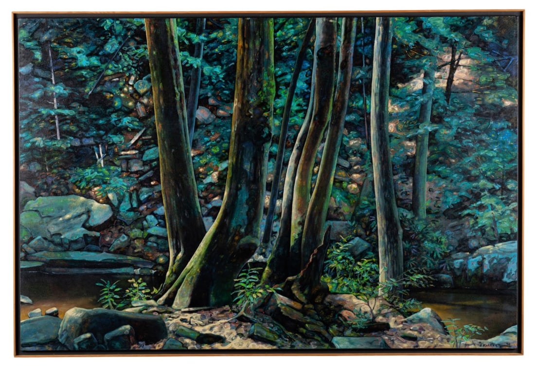 EDWARD KELLOGG, 'TREES BY MOUNTAIN CREEK', OIL (1 of 9)