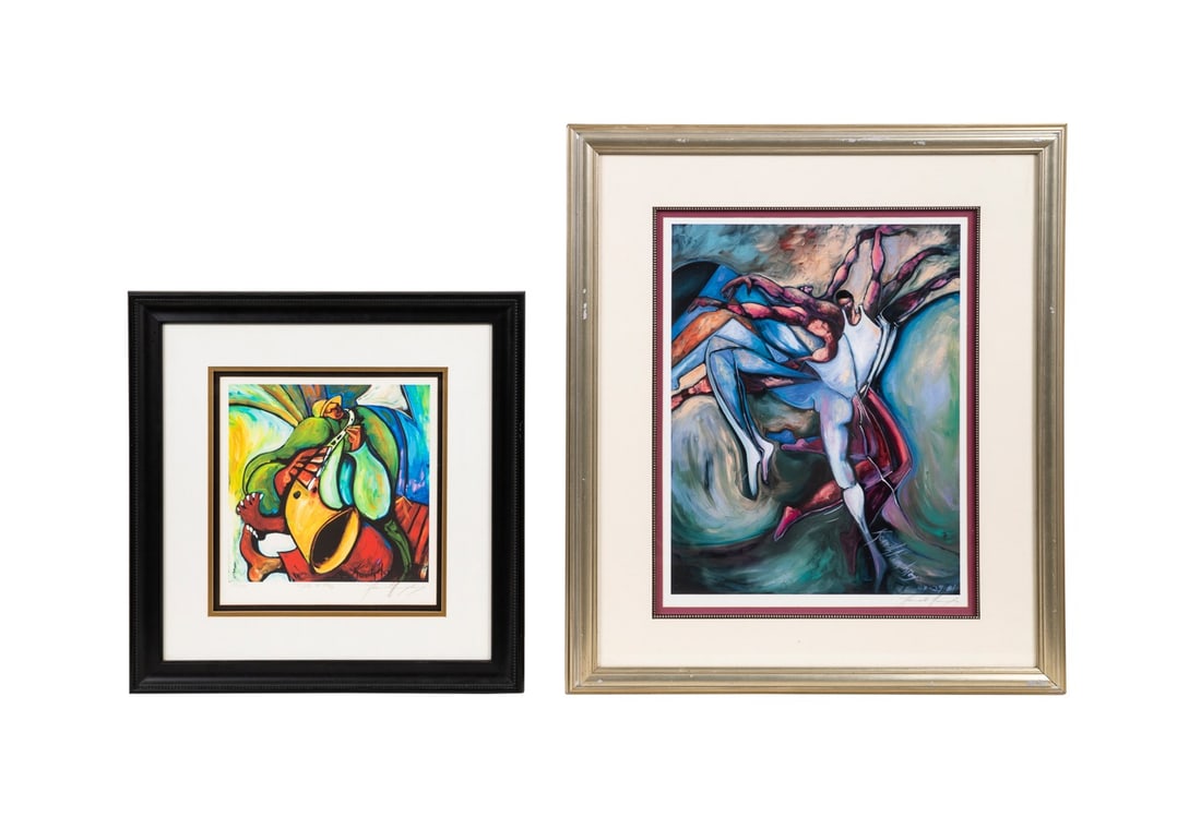 KENNITH HUMPHREY, TWO SIGNED PRINTS: Kennith Humphrey (American, 1964-2023). "Notes to Play" - giclee print, editioned 33/350, titled, and signed "Kennith Humphrey" in pencil below image, signed and possibly dated in image. Framed.; "Dan