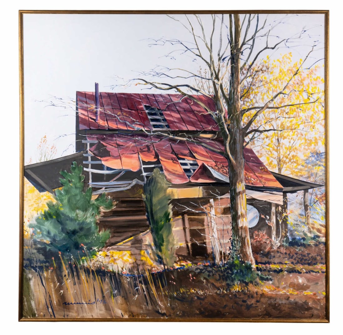 PAUL MINNIS, DILAPIDATED BARN LANDSCAPE, 1993 A/C (1 of 9)