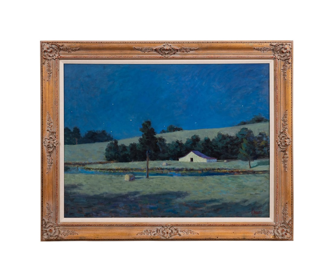 HENRY BARNES, FARM AT NIGHTFALL LANDSCAPE, OIL (1 of 8)