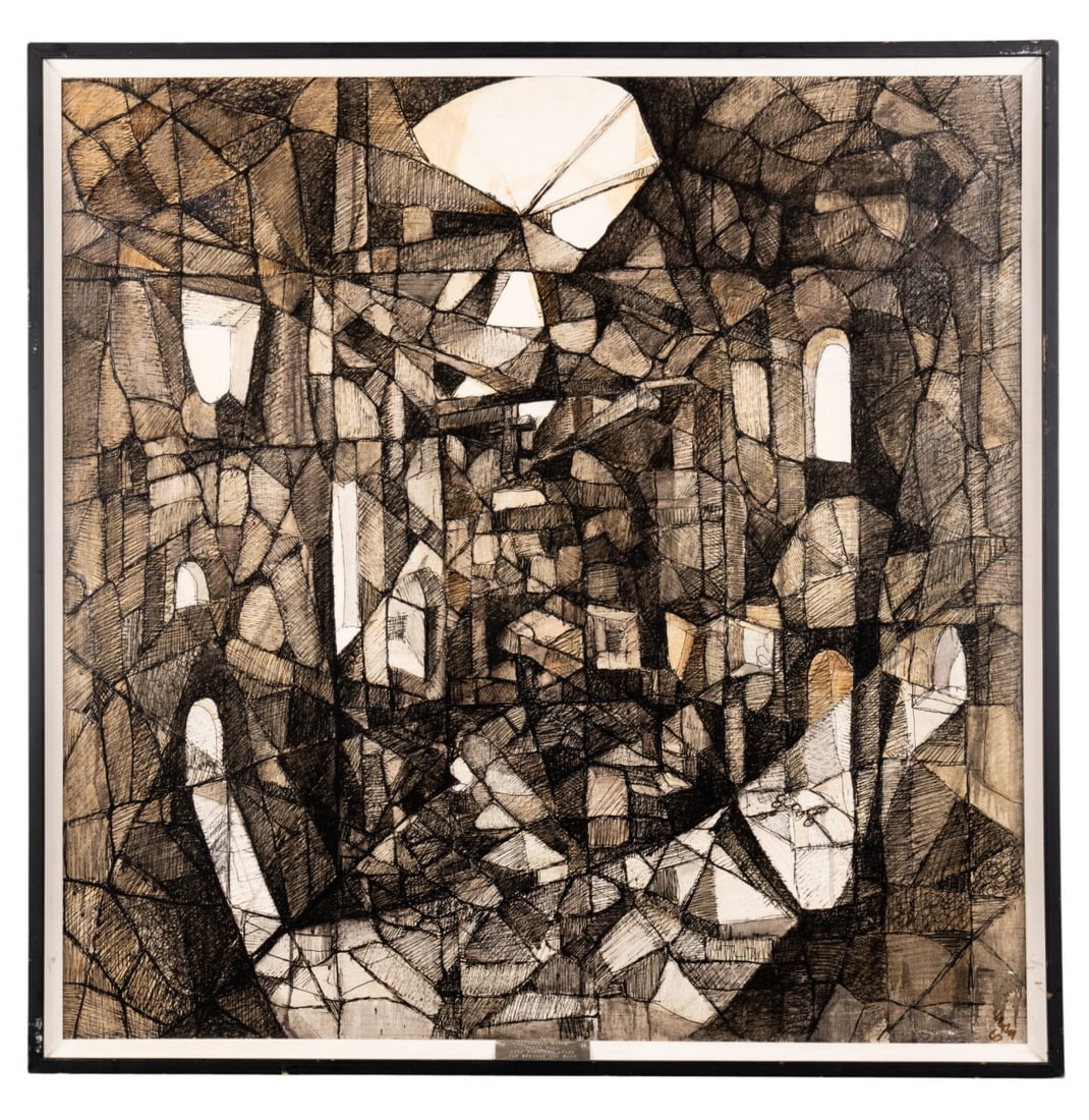 BUD WALL, 'CATHEDRAL RUINS' 1960, PEN AND INK WASH (1 of 10)