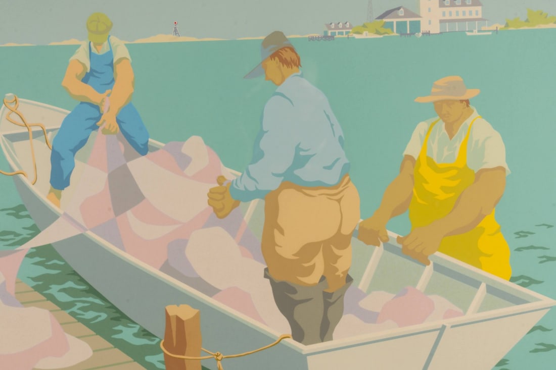 CLAUDE HOWELL, 'LOADING NETS, OCRACOKE', SERIGRAPH - 10