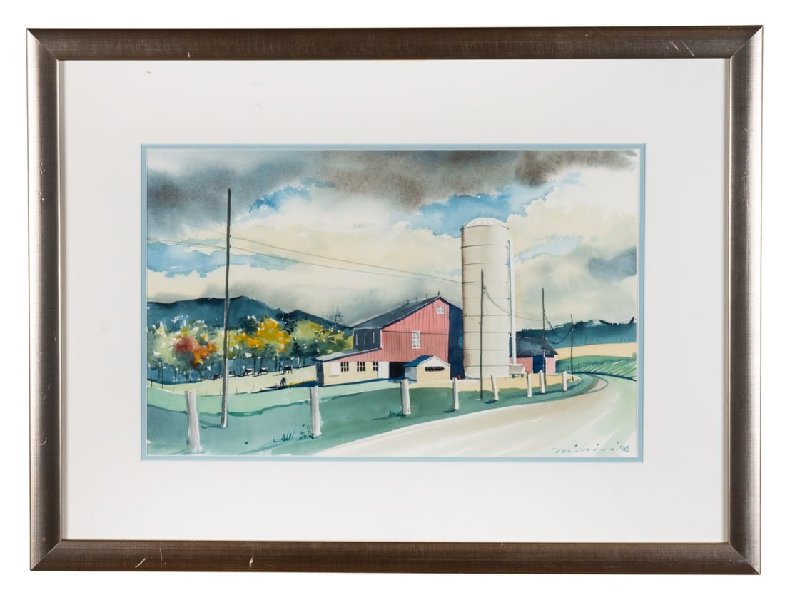 PAUL MINNIS, FARMLAND, WATERCOLOR ON PAPER (1 of 7)
