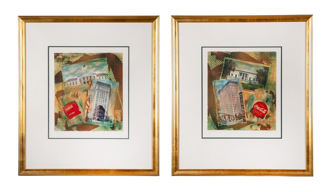 PAIR OF SIGNED ATLANTA MIXED MEDIA COLLAGES, 2000 (1 of 15)