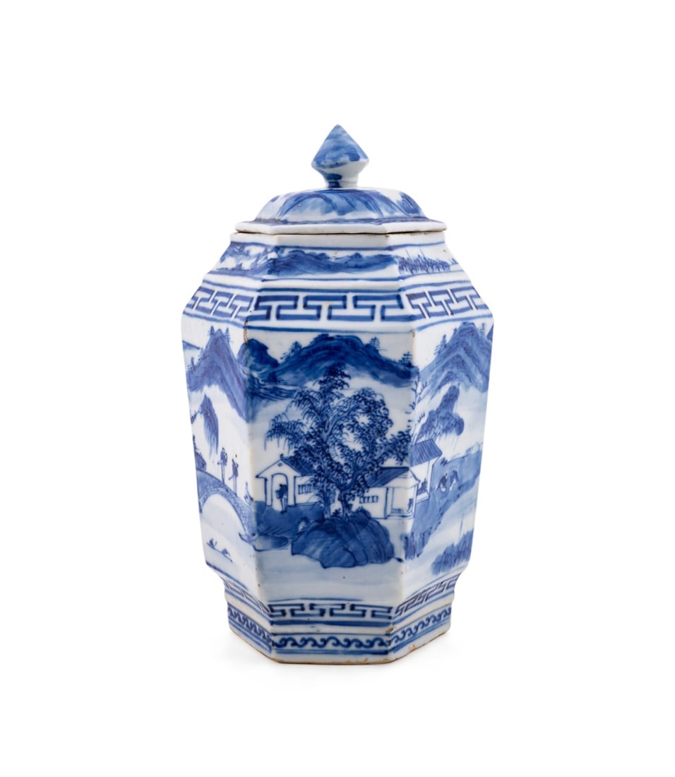 CHINESE 19TH C. HEXAGONAL LIDDED JAR - 2