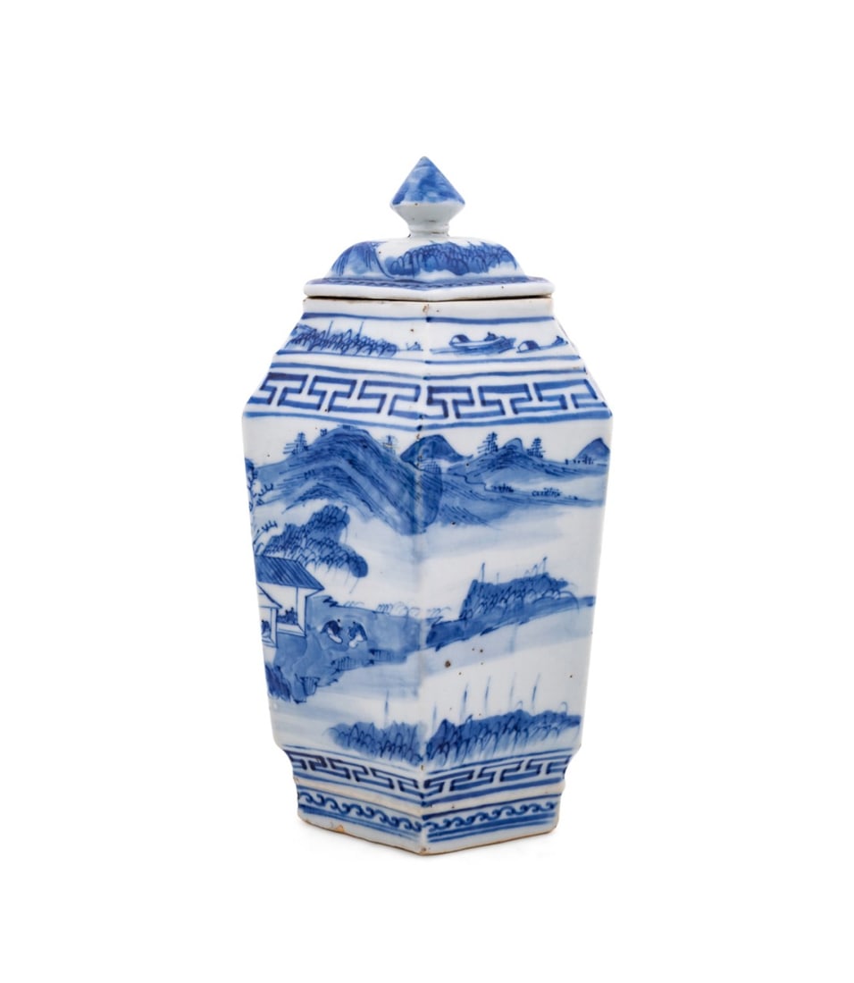 CHINESE 19TH C. HEXAGONAL LIDDED JAR - 5
