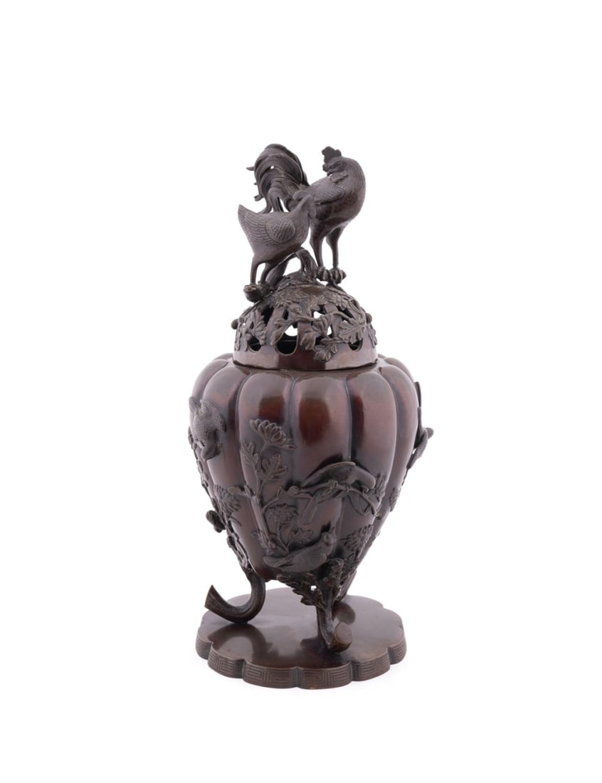 JAPANESE MEIJI PERIOD BRONZE INCENSE BURNER (1 of 7)