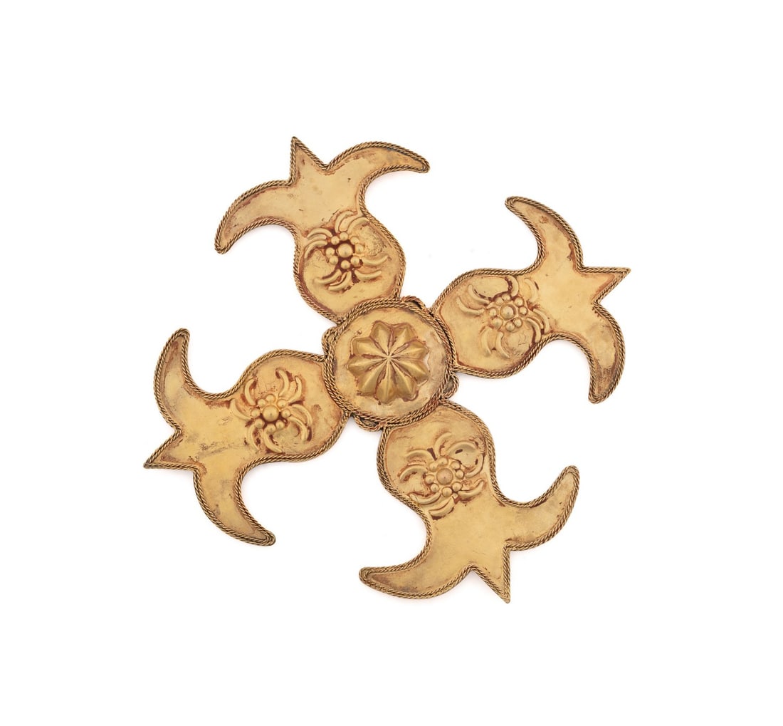 INDONESIAN GOLD CROWN CROSS ORNAMENT (1 of 3)