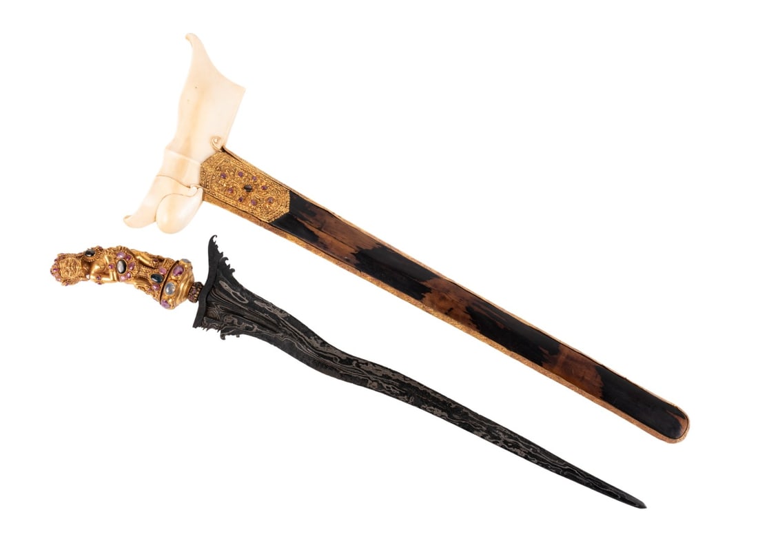 BALINESE GEM SET GOLD KRIS DAGGER W/ DEITY (1 of 10)