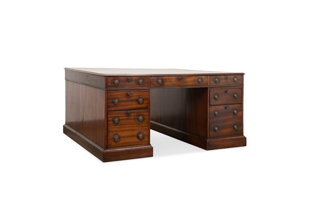 E. 20TH C. LARGE GEORGIAN STYLE PARTNERS DESK (1 of 6)