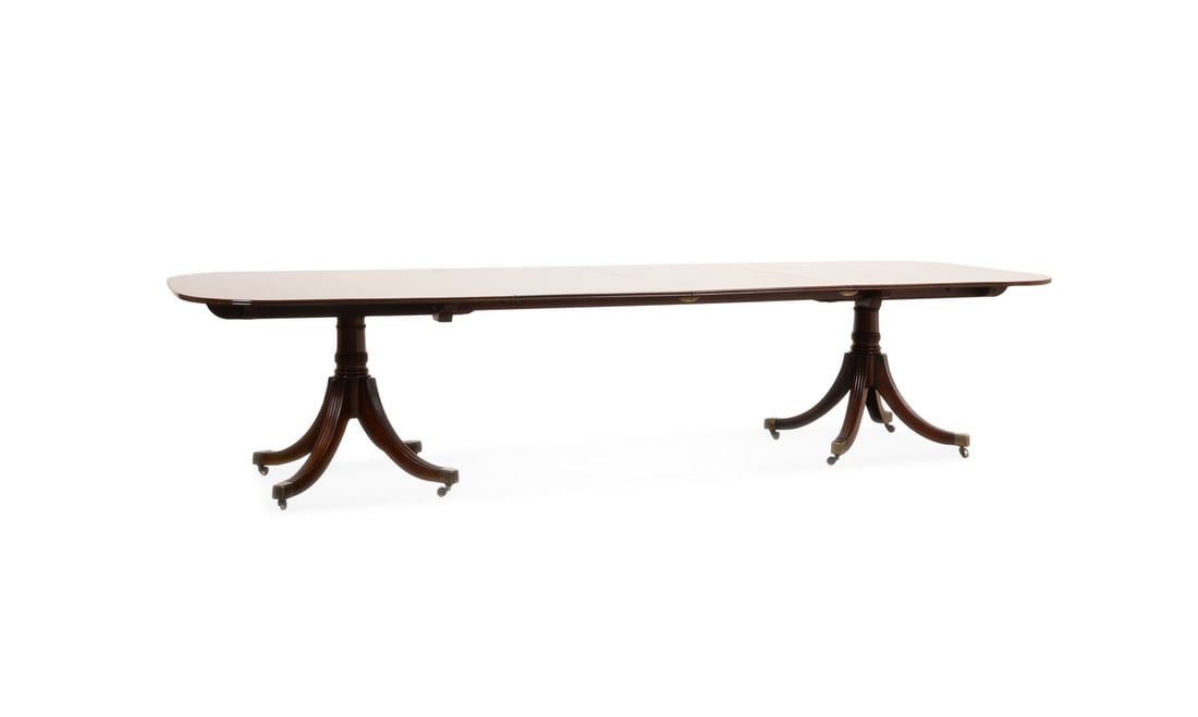 REGENCY PEDESTAL DINING TABLE & 2 LEAVES, C. 1810 (1 of 6)
