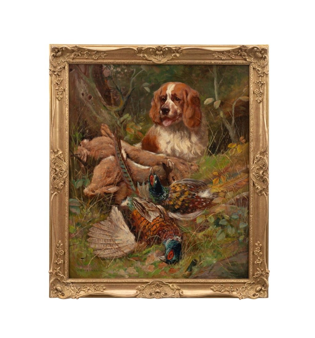 ARTHUR WARDLE, 'SPANIEL AND PHEASANTS', O/C (1 of 8)