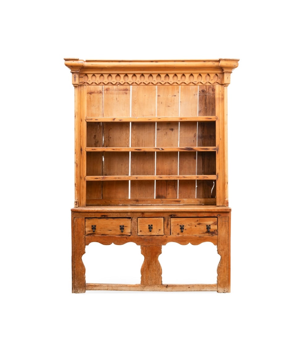 LARGE 19TH CENTURY PINE CUPBOARD DRESSER (1 of 4)