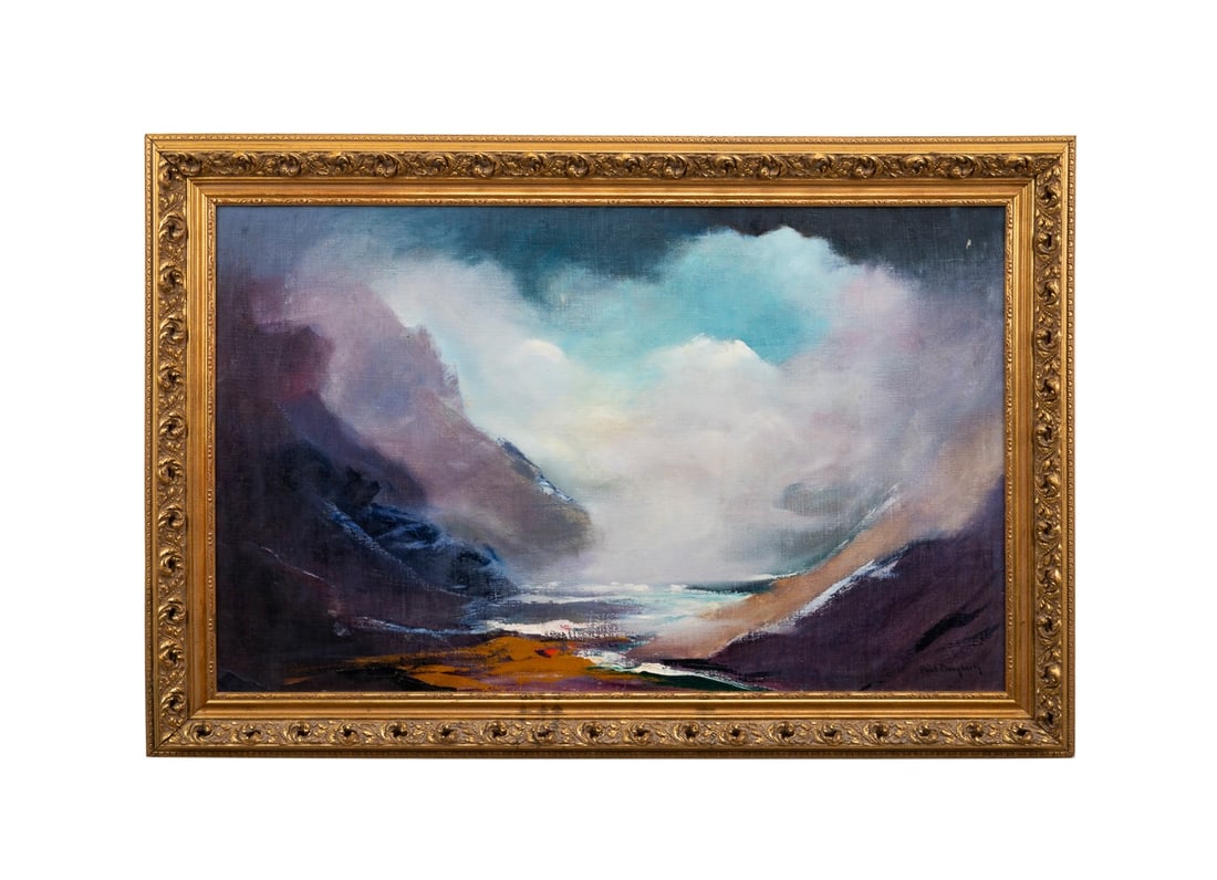 PAUL DOUGHERTY, CALIFORNIA COASTAL SCENE, OIL: Paul Dougherty (American, 1877-1947). "California Coast" - 20th century, oil on linen, signed to LR, paper label to verso with the title. Framed. Provenance: Private Collection, Atlanta, GA. Approxima