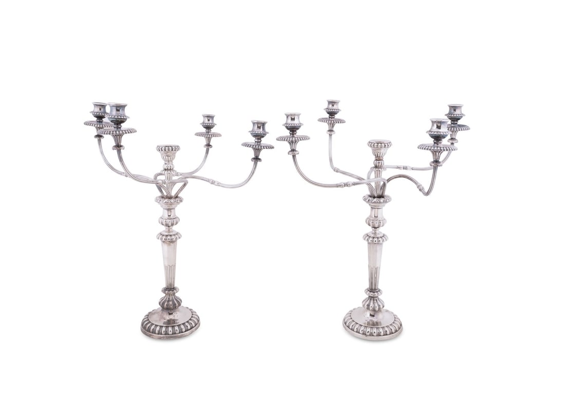 PR. OF GEORGIAN LARGE SHEFFIELD PLATE CANDELABRA (1 of 10)